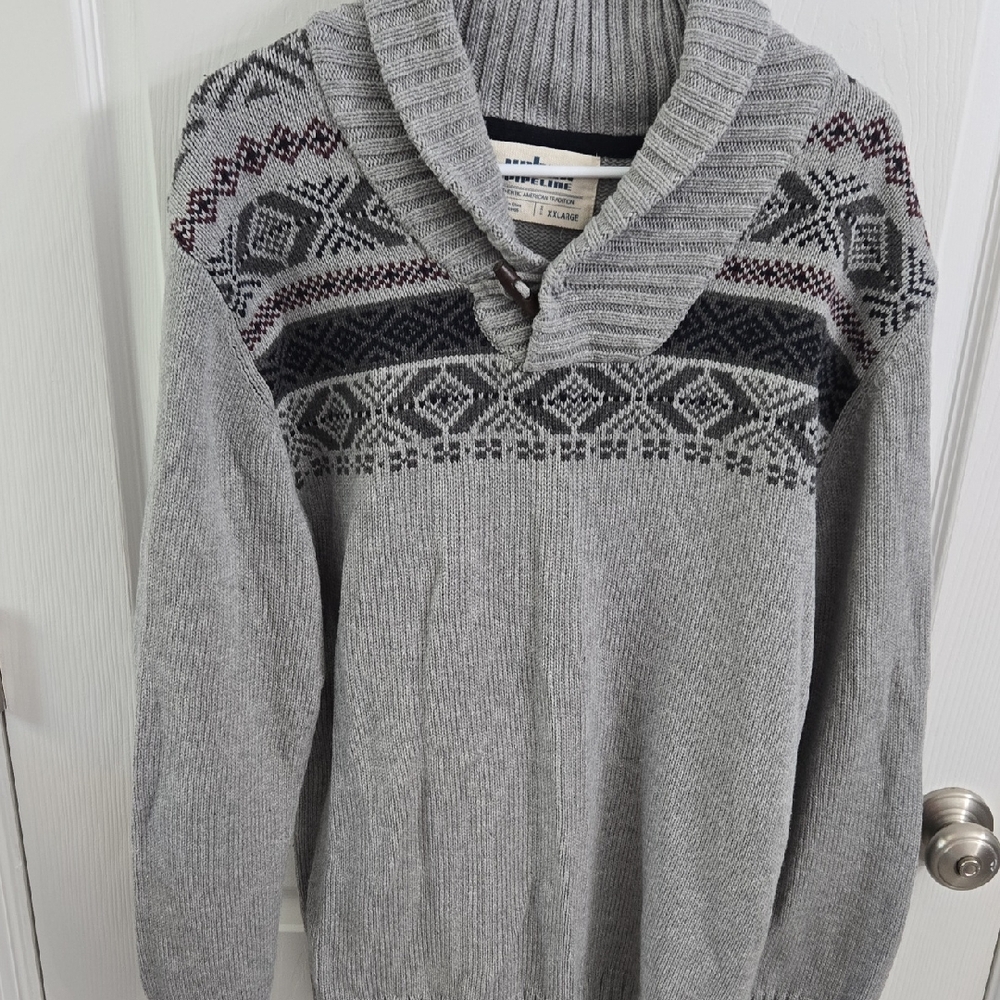 Urban Outfitters Gray and Black V-Neck Sweater